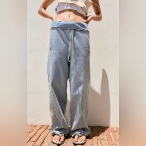 NWOT Zara gathered waist denim pants